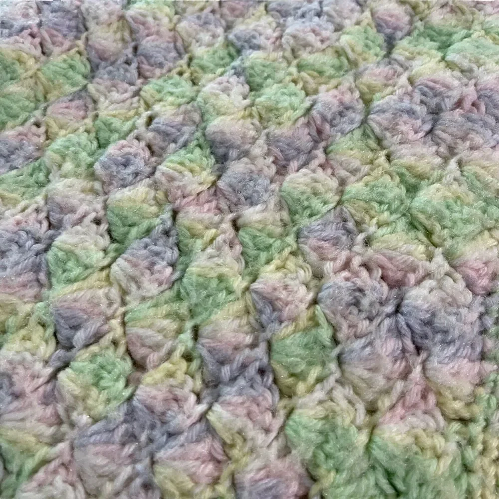 Vintage Crochet Pastel Multicolor Blanket Acrylic Throw Knit Crib Throw‎ Decor